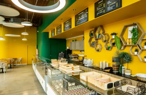 Aménagement intérieur d'un snack à Kinosa, Montpellier, Atelier F